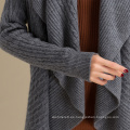 suéter de cachemira de la fábrica de porcelana Suéter de punto sólido color gris sólido de las mujeres